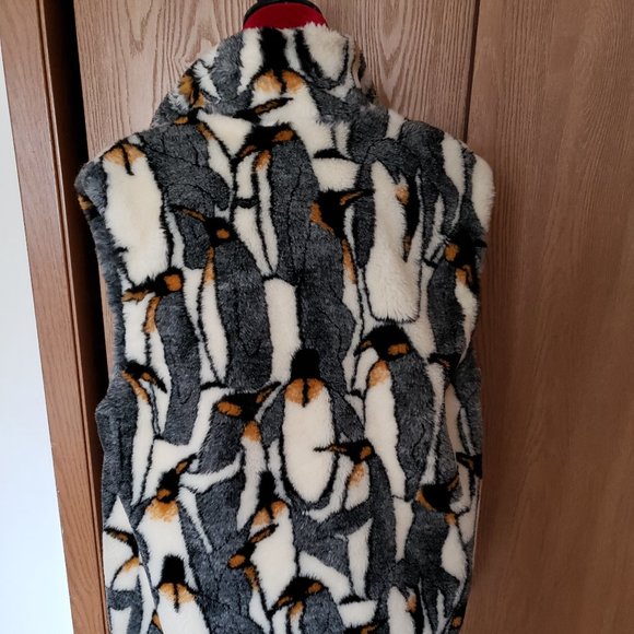 AMAZING Vintage Fuzzy Penguin Vest w/Pockets OMGGG - Picture 3 of 7